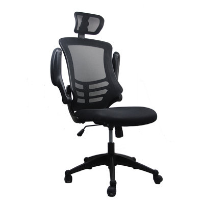 Techni Mobili Modern High-Back Mesh Executive Office Chair With Headrest And Flip-Up Arms