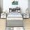 Lit plateforme en bois avec lit gigogne simple et rangement Kiefus