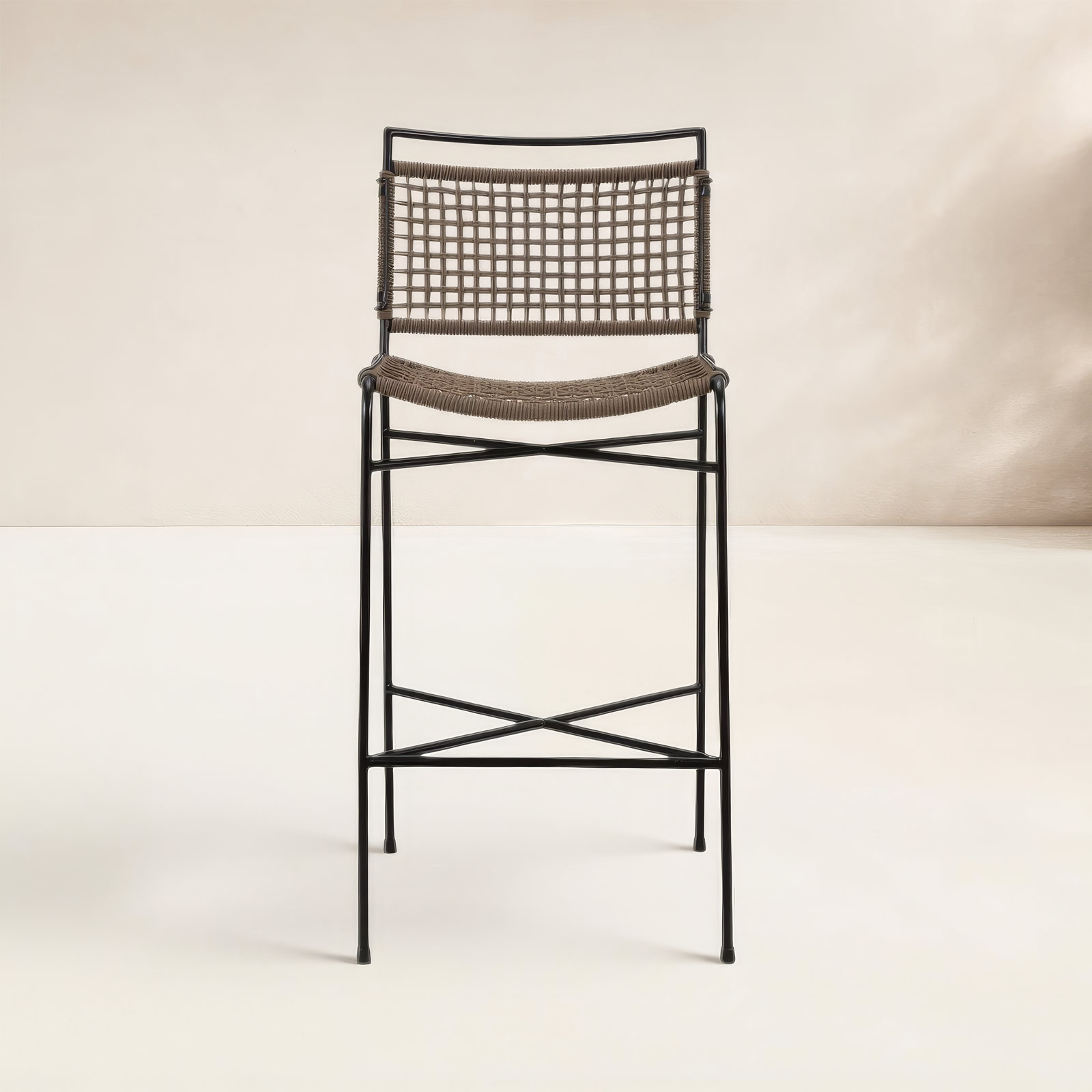 Segal Outdoor Bar Stool, 31.38" H, Earth Rope