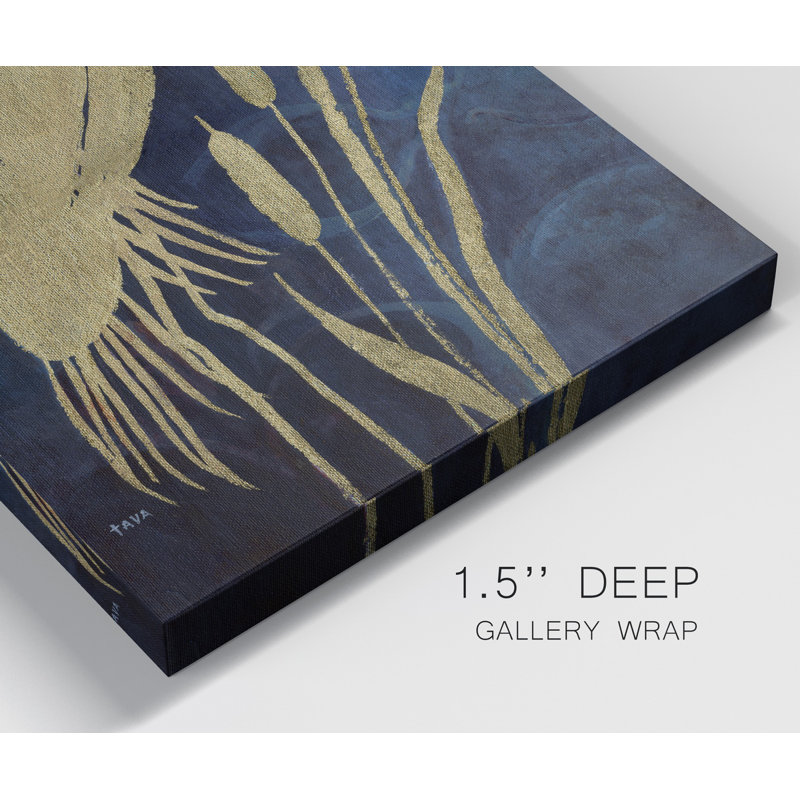 «Egret on Indigo I», reproduction d'art sur toile tendue, H 24 po x l 12 po x P 1 po