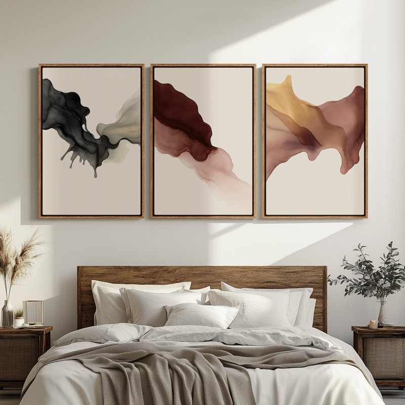 Framed Canvas Wall Art - Vintage Abstract Wall Prints for Bedroom, Natural, 24" H x 16" W