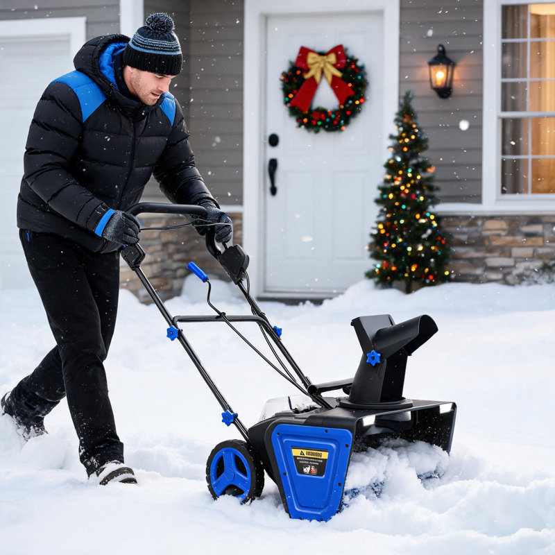 20" Electric Snow Blower, Cordless 2 * 20V 4.0Ah Batteries Dual Port Charger 2 LED Lights Brushless Motor for 20" Width, 10" Depth Path 23FT Throwing Distance, 180° Rotating Chute Walkways Driveways