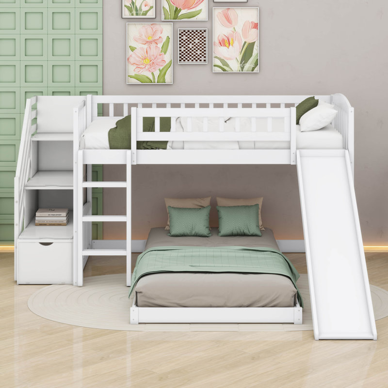 Juden Kids Twin Over Twin Bunk Bed, White