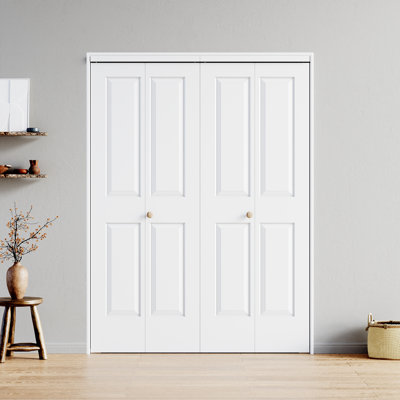 Porte double pliante 3 panneaux 72 po x 80 po apprêtée blanche 72 po x 80 po avec quincaillerie