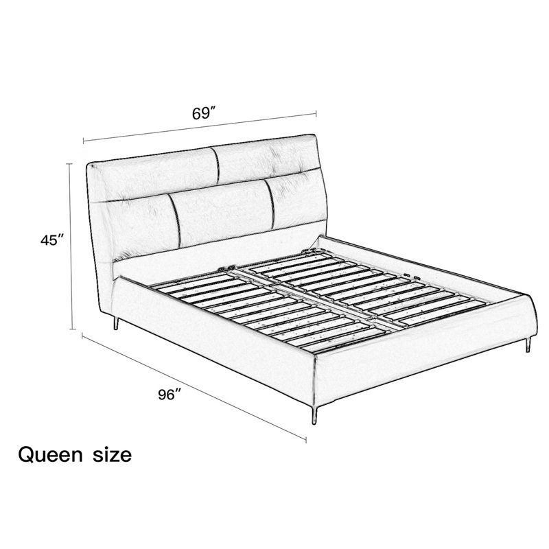 Upholstered Panel Bed, Queen