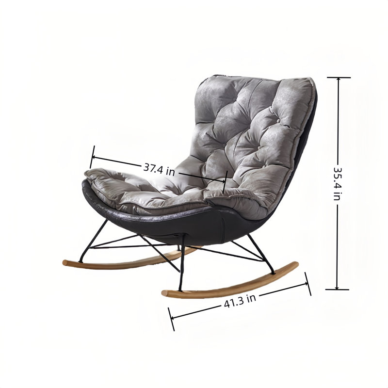 Chaise berçante moderne rembourrée, Noir, noir, noir, noir