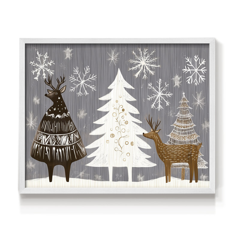 Art de Noël - Cxxiii - reproduction encadrée - réversible, H 22 po x l 28 po, Blanc