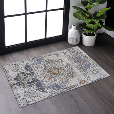 LOOM & LUXE Collection 2X3 Cream/Gold /Medallion Non-Shedding Living Room Bedroom Dining Home Office Stylish And Stain Resistant Area Rug