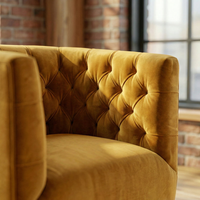 Chaise d'appoint Brandon, Velours jaune foncé