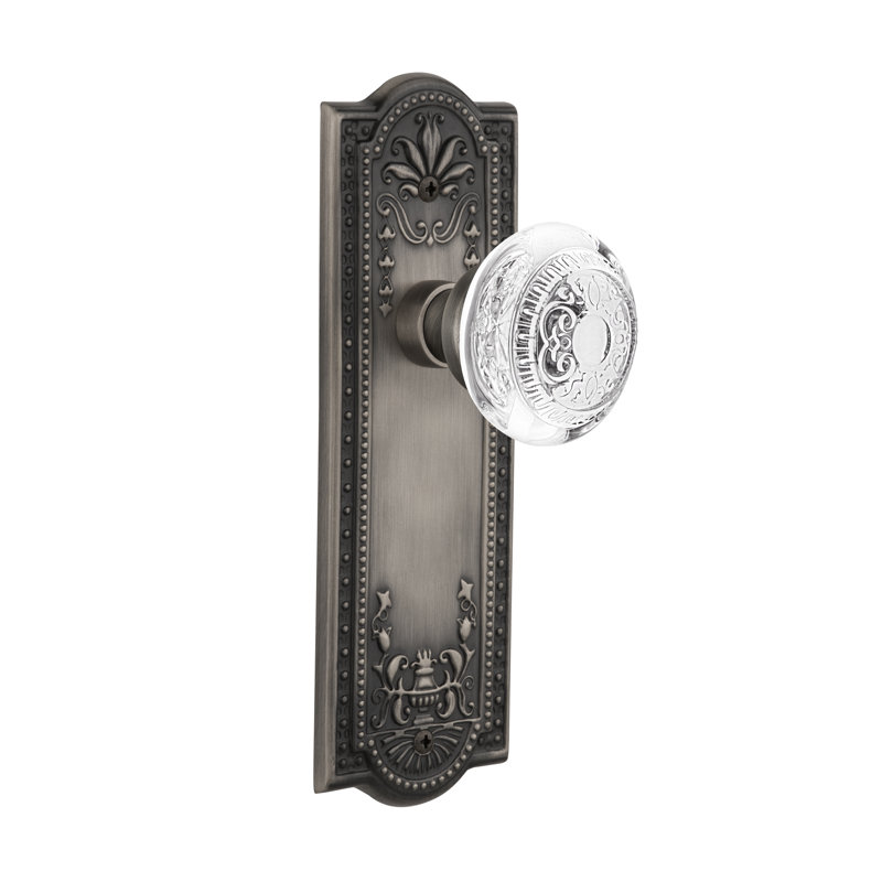 Meadows Plate with Crystal Egg & Dart Knob, Antique Pewter