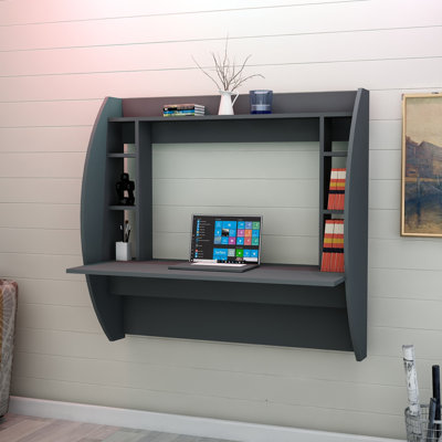 Modern Study Desk with Wall-Mount Option, 48.6 x 47.2 x 21.7 inches | 100% Melamine Coated Particle Board, Thickness: 0.7 inches | Numerous Shelves for Storage | Sleek Design for Home Office & Study Spaces, Stylish & Functional