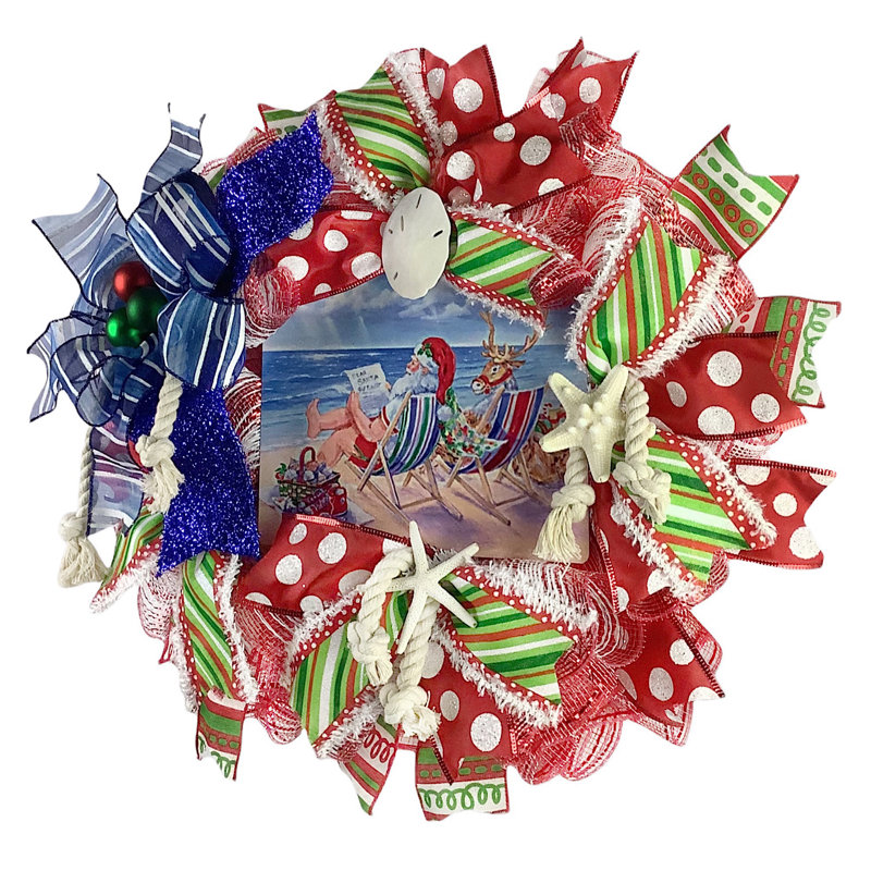 Couronne de père Noël en maille 18 po
