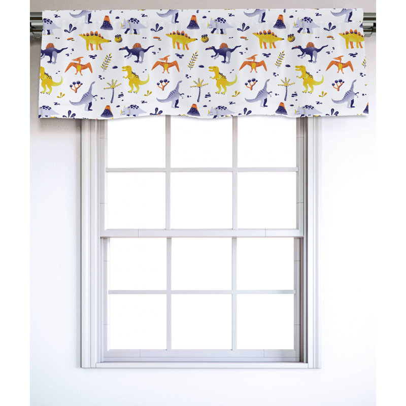 Jurassic Dinosaur Print Satin Rod Pocket Valance 54" x 18"