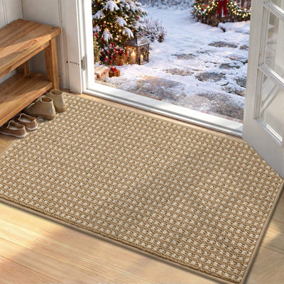 Washable Plaid Indoor Door Mat with Non-Slip TPR Backing