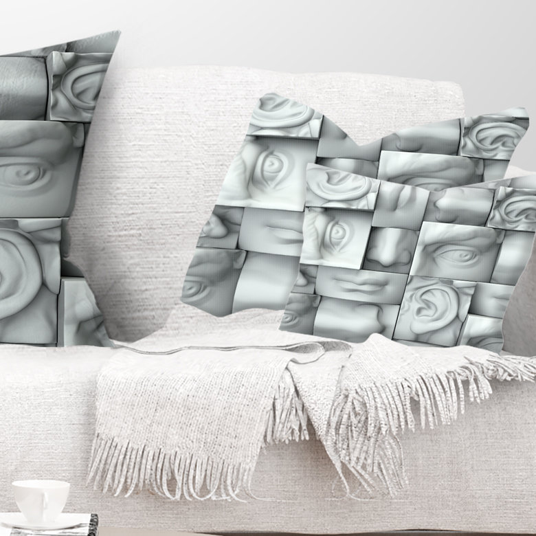 Abstract White Blocks - Abstract Printed Pillow