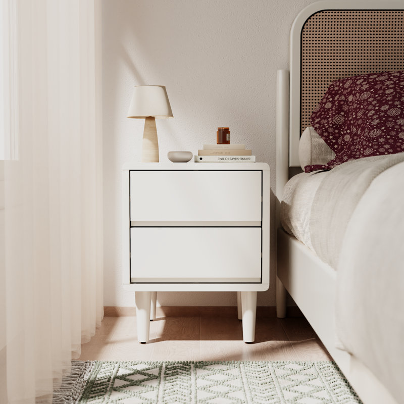 Table de chevet Aevah, Blanc, H 19,7 po x l 15,7 po x P 15,7 po