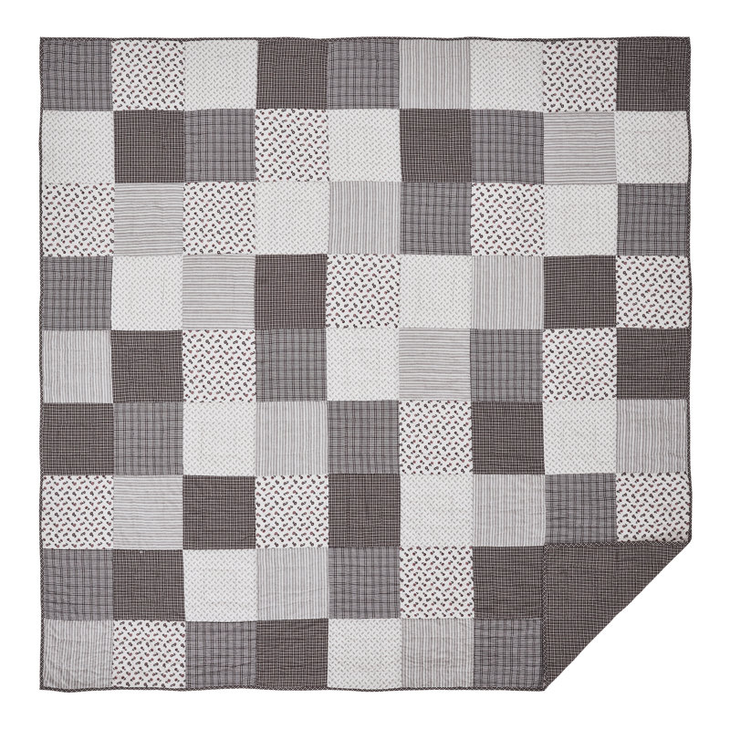 Florette Reversible Patchwork Queen Cotton Quilt Set in Brown