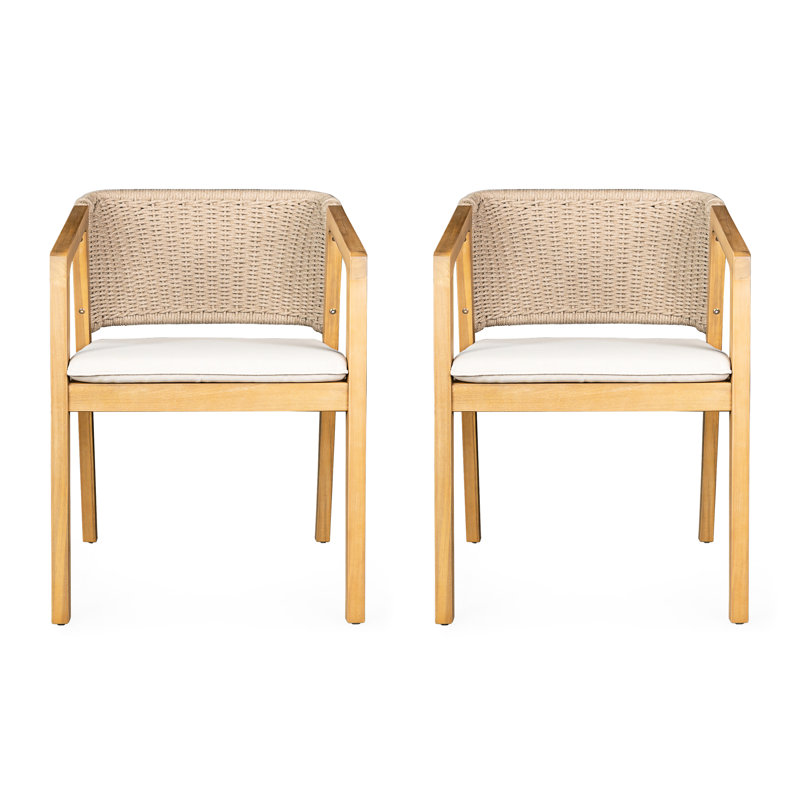 2 chaises d'extérieur en bois avec assise et dossier moelleux antidérapants