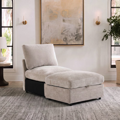 Canapé modulaire rembourré sans accoudoirs avec repose-pieds