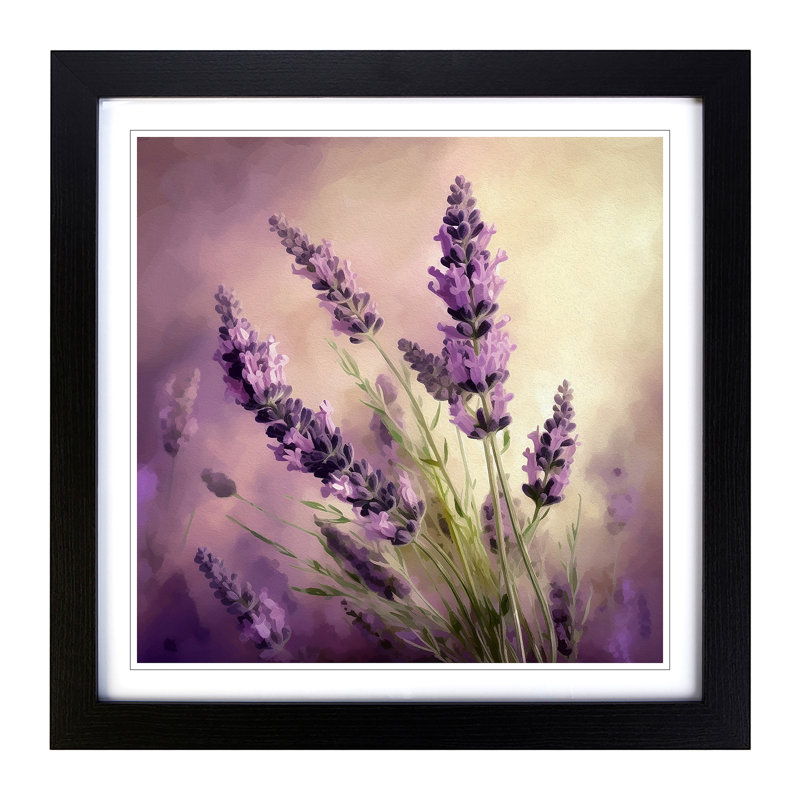 Lavender Flower Digital Art - Framed Print, Black Framed