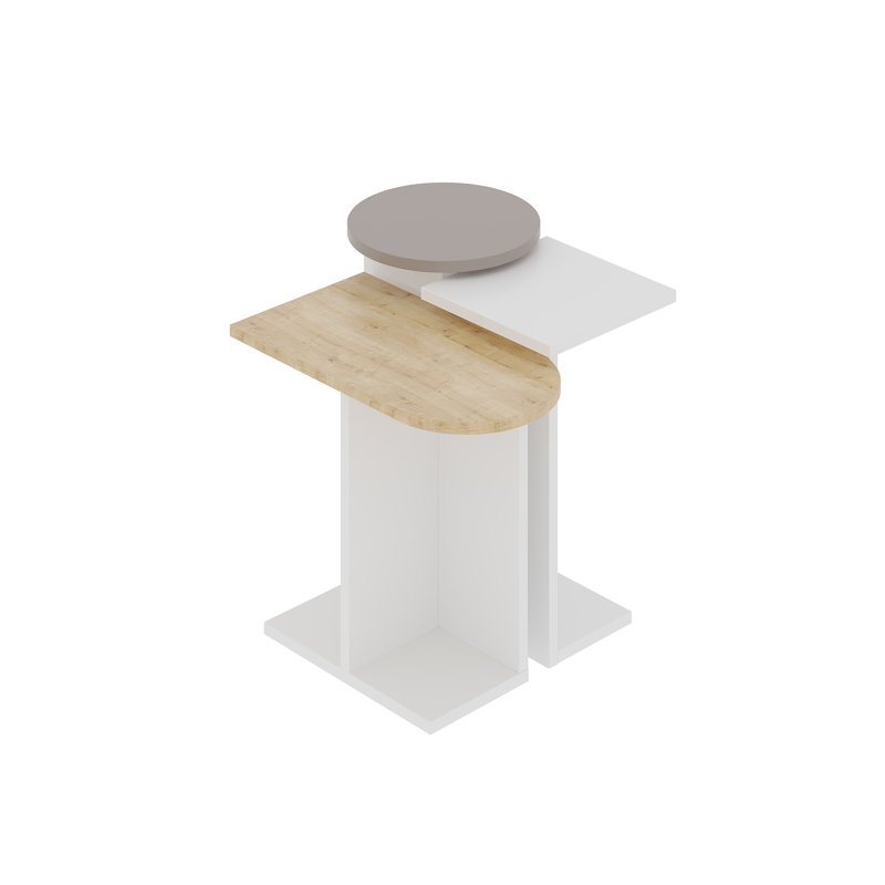 Tania Nesting Side Table Set Versatile 2-Piece Tables, White, Oak/Light Mocha