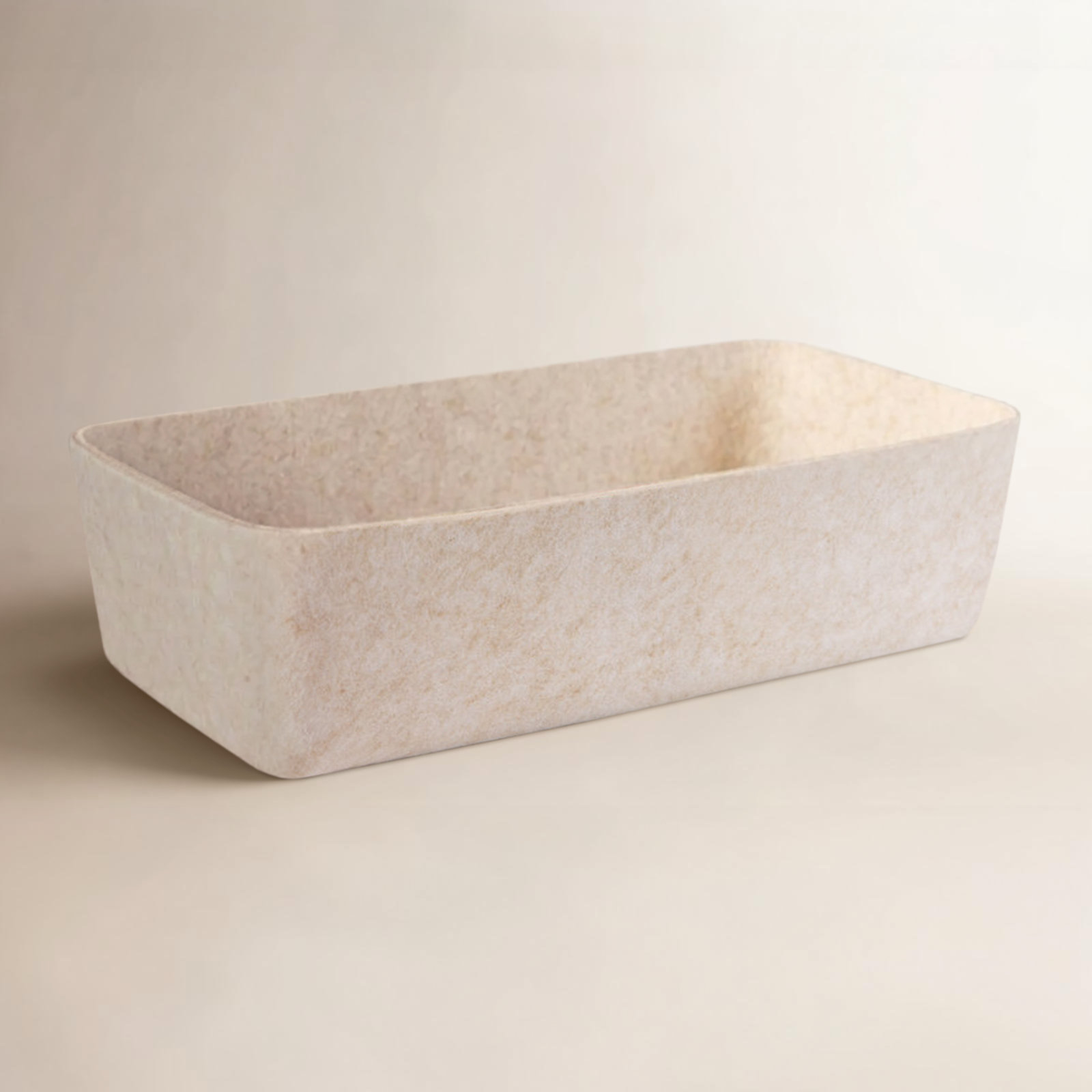 Sculpted Felt Wool Storage Bin, Stone