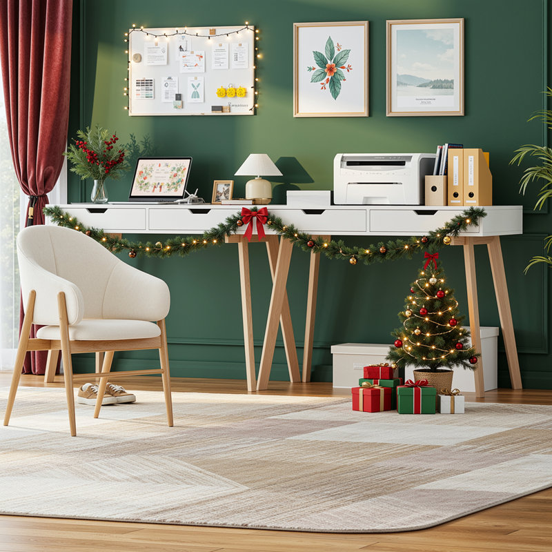 On Sale 2-piece 19.7" D Office Desk Set With Drawers, White