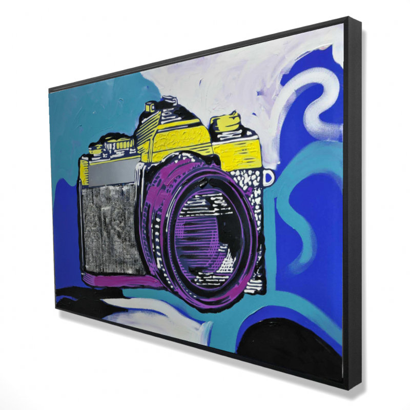 Retro Camera Framed Canvas | Bedroom Hobbies Home Decor