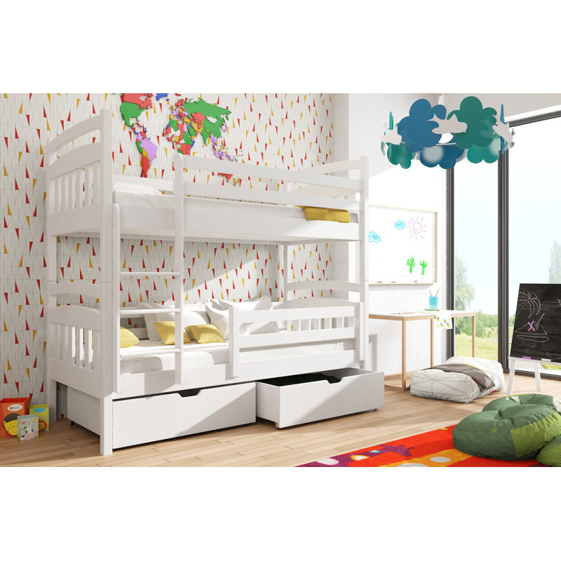 Lambert 90 x 190 cm Standard Bunk Bed and Mattress, White