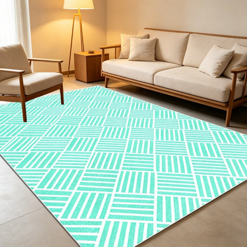 Modern geometric style carpet, washable carpet, suitable for living room, bedroom, kitchen and entrance, soft low-pile floor mat, minimalist abstract design