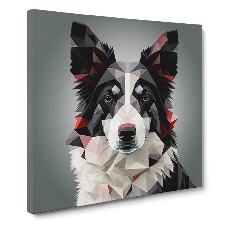 Border Collie Geometric No.1 - No Frame Print, 35cm H x 35cm W x 3cm D
