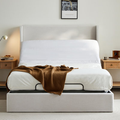4.0 Ergonomic Queen Adjustable Bed Frame, Electric Base With Remote, Massaging Feature, And Compatibility Upholstered Mattress Frame For Bedroom, Base, Remote Control, Massager, Customizable Sleep