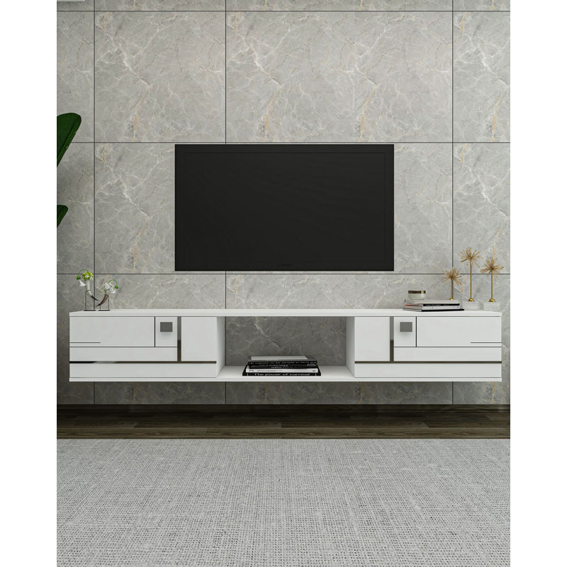 Meuble télé, Blanc / argenté