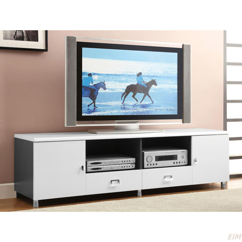 Console à 2 tiroirs blanc brillant