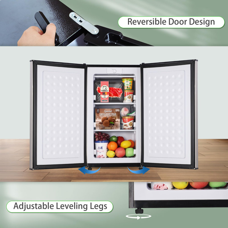 Upright Freezer 3.6 Cu.Ft Mini Freezer with Reversible Stainless Steel Door Freestanding Compact Freezer with 3 Adjustable Thermostat  Small Freezer for Apartment Dorm Silver