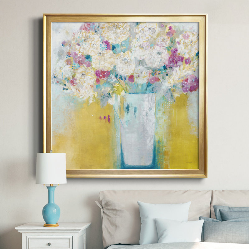 Fleurs du matin - Reproduction d'art sur toile encadrée, H 34,5 po x l 34,5 po x P 1,5 po, Encadré gris