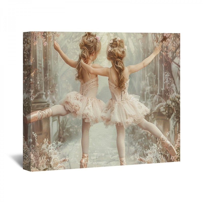 Ballet encadré sur toile, H 12 po x l 12 po x P 3 po