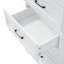 Meuble-lavabo autoportant de 71,6 po avec 2 portes à charnières amortissantes, 3 tiroirs (dont 1 tiroir profond), des tablettes réglables, des poignées en fer noir, un stratifié PB durable et un panneau de fibres à densité moyenne