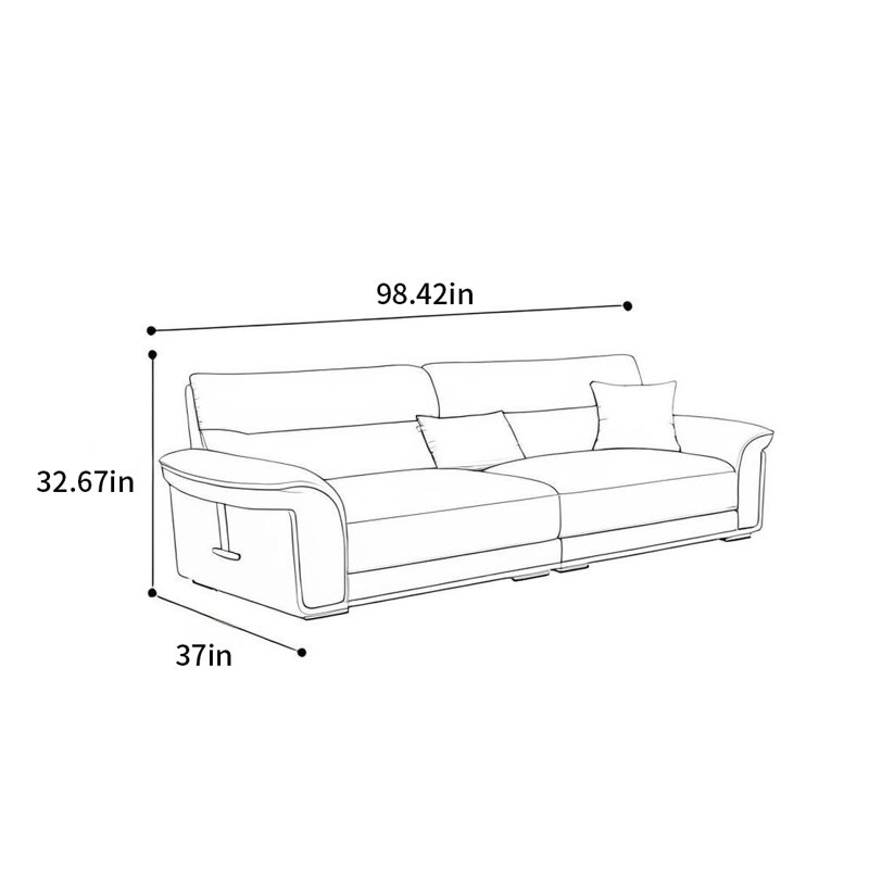 Canapé moderne et simple à lumière droite de luxe, H 32,67 po x l 98,42 po x P 37 po, 3