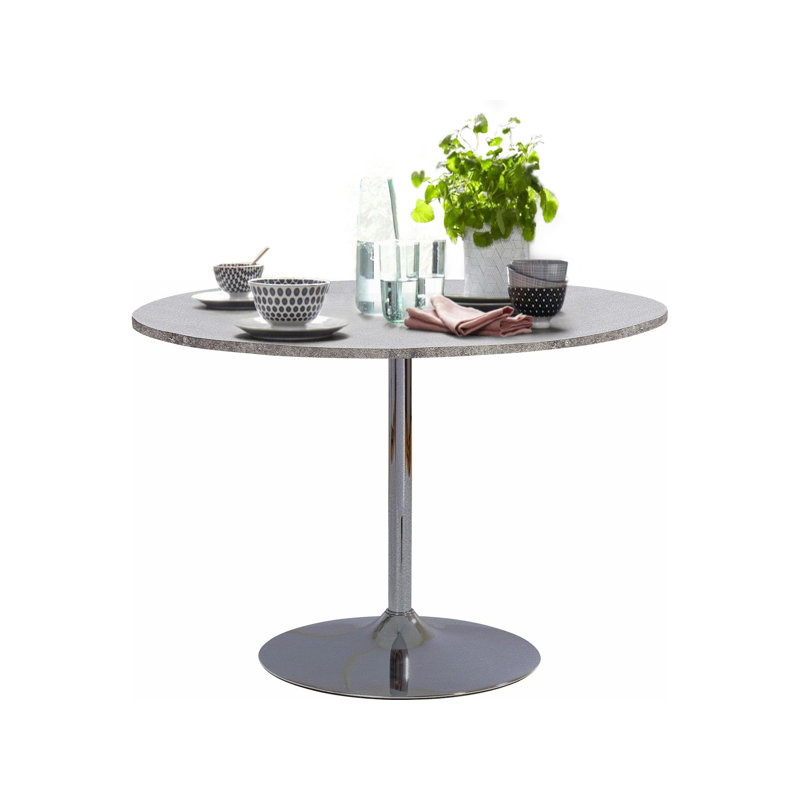 Castillo Round Metal Base Dining Table, Concrete