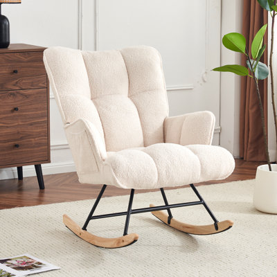 Big Nursery Rocking Chair Teddy, Upholstered Glider Rocker for Living Rooms, Bedrooms