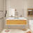 63 In. W X 21.7 In. D X 15.7 In. H Double Sinks Wall Mounted Bath Vanity In F.Oak With White Solid Surface Top