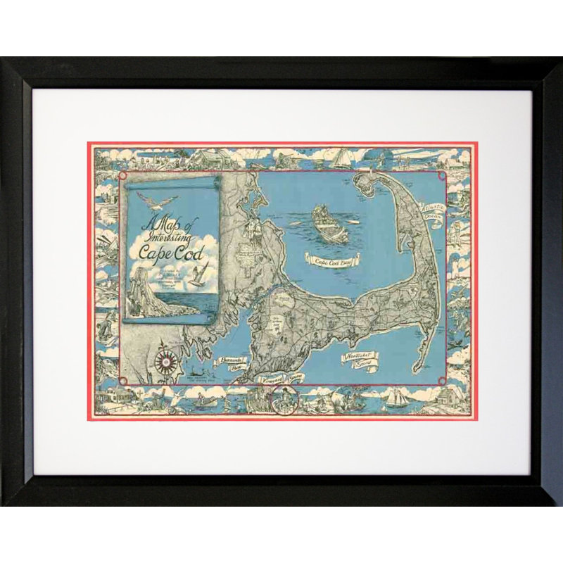 «1945», carte de Cape Cod, impression encadrée