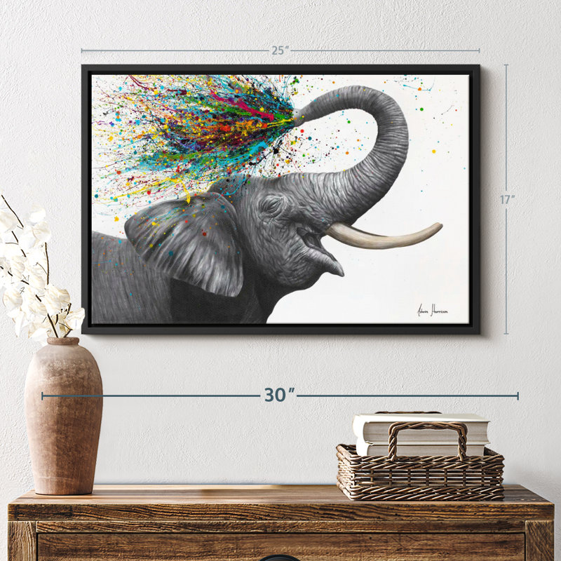 " Elephant Elation Canvas Print " Print, 17" H x 25" W