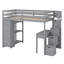 Lit mezzanine avec tiroirs de rangement, bureau et escalier, tablettes