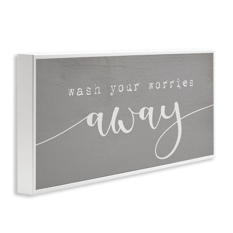 «Wash Your Worries Away» dans la salle de bain, Giclée encadrée blanc bord de mer, H 13 po x l 30 po