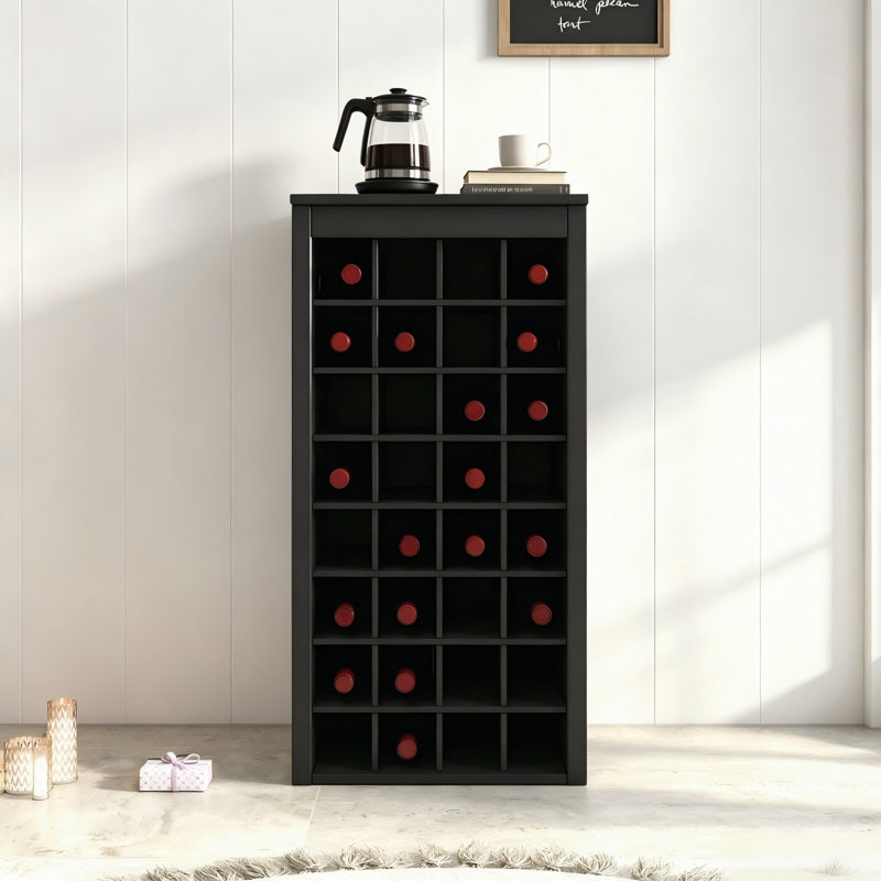 Armoire à vin noire modulaire, armoire de rangement pour buffet avec support à vin pour 32 bouteilles