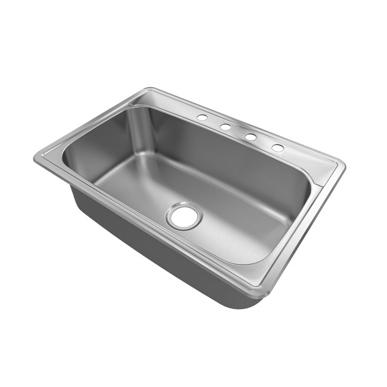 Sinber MT3322CW 33 x 22 Drop in Single Bowl Kitchen Sink with 18 Gauge 304 Stainless Steel Satin Finish