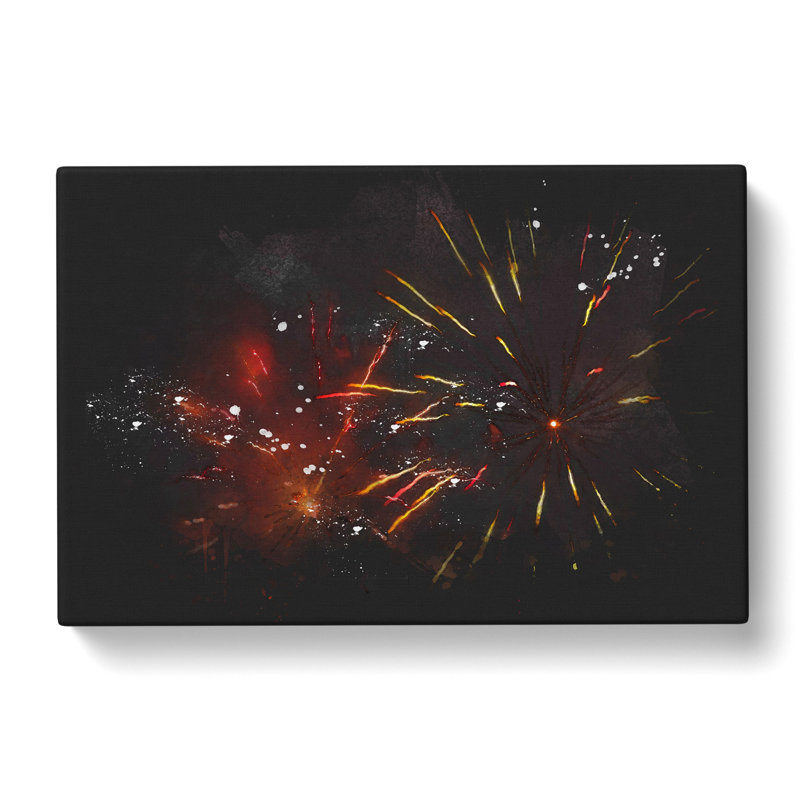 Orange & Red Fireworks - Wrapped Canvas, 40cm H x 60cm W x 3cm D