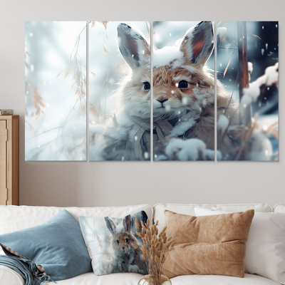 Frosty Bunny Winter Scenery - Winter Landscape, art mural 4 pièces
